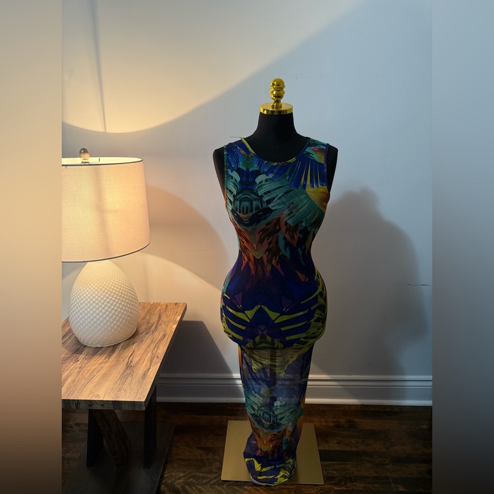 2/$30 👗 | Pretty Little Thing | Vibrant Multicolor Sheer Maxi Dress